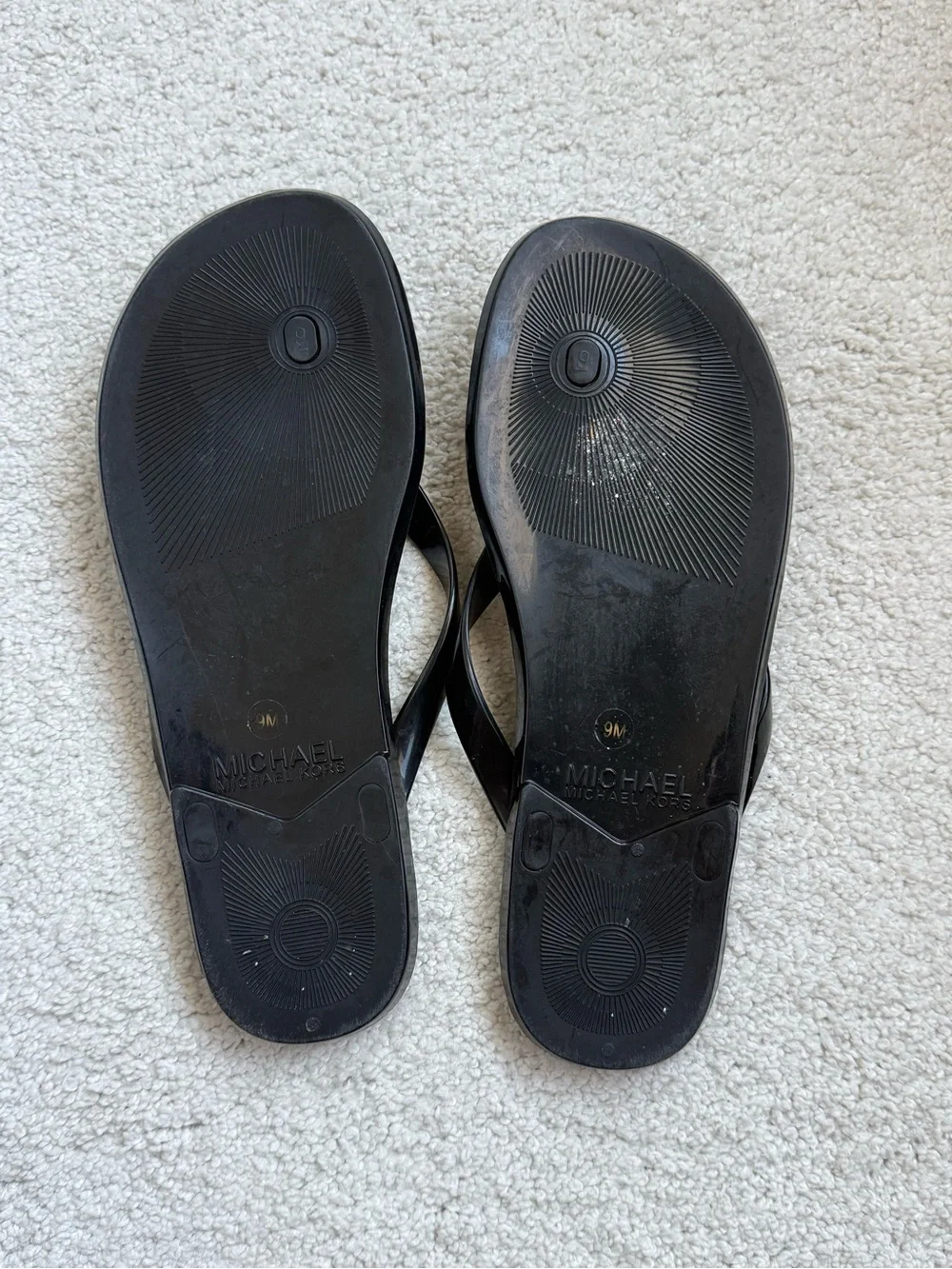 Michael Kors Black MK Logo Jelly Thong Sandals